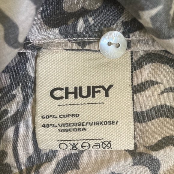Chufy Gardenia Blouse Lightweight Voile Stencil Print NWT Top Button Front - Picture 10 of 16
